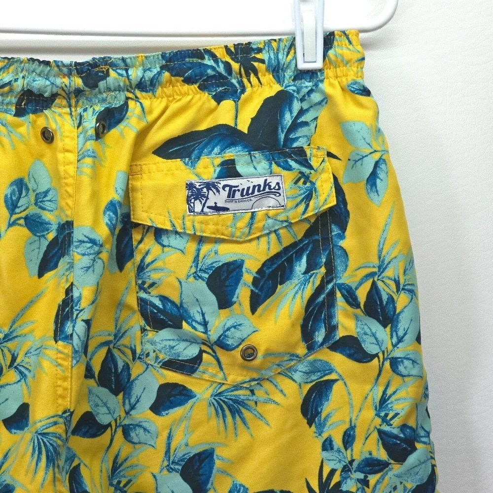 Trunks Surf & Swim Board Shorts Mens Medium Floral Print Elastic Waist No Lining